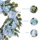 Glitzhome 24"D Blue Peony & Hydrangea Floral Wreath Includes a Complimentary Black Metal Wreath Hanger
