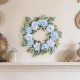 Glitzhome 24"D Blue Peony & Hydrangea Floral Wreath Includes a Complimentary Black Metal Wreath Hanger