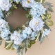 Glitzhome 24"D Blue Peony & Hydrangea Floral Wreath Includes a Complimentary Black Metal Wreath Hanger