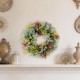 Glitzhome 24"D Mixed Floral Eucalyptus Wreath Includes a Complimentary Black Metal Wreath Hanger