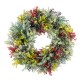 Glitzhome 24"D Mixed Floral Eucalyptus Wreath Includes a Complimentary Black Metal Wreath Hanger