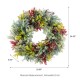 Glitzhome 24"D Mixed Floral Eucalyptus Wreath Includes a Complimentary Black Metal Wreath Hanger