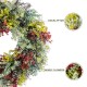 Glitzhome 24"D Mixed Floral Eucalyptus Wreath Includes a Complimentary Black Metal Wreath Hanger