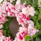Glitzhome 24"D Pink Hydrangea Peony & Cherry Wreath Includes a Complimentary Black Metal Wreath Hanger