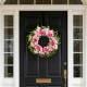 Glitzhome 24"D Pink Hydrangea Peony & Cherry Wreath Includes a Complimentary Black Metal Wreath Hanger