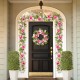 Glitzhome 24"D Pink Hydrangea Peony & Cherry Wreath Includes a Complimentary Black Metal Wreath Hanger