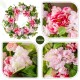 Glitzhome 24"D Pink Hydrangea Peony & Cherry Wreath Includes a Complimentary Black Metal Wreath Hanger