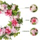 Glitzhome 24"D Pink Hydrangea Peony & Cherry Wreath Includes a Complimentary Black Metal Wreath Hanger
