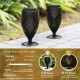 Glitzhome 8.75"H Set of 2 Black Metal Cutout Geometric Pattern Solar Powered Outdoor Lantern with LED Light