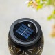 Glitzhome 8.75"H Set of 2 Black Metal Cutout Geometric Pattern Solar Powered Outdoor Lantern with LED Light