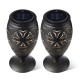 Glitzhome 8.75"H Set of 2 Black Metal Cutout Geometric Pattern Solar Powered Outdoor Lantern with LED Light