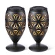 Glitzhome 8.75"H Set of 2 Black Metal Cutout Geometric Pattern Solar Powered Outdoor Lantern with LED Light