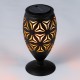 Glitzhome 8.75"H Set of 2 Black Metal Cutout Geometric Pattern Solar Powered Outdoor Lantern with LED Light