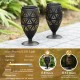 Glitzhome 8.75"H Set of 2 Black Metal Cutout Geometric Pattern Solar Powered Outdoor Lantern with LED Light