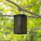 Glitzhome 11"H Black  Square Textured Glass  Pattern Solar Powered Hanging Lantern with LED Light