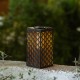 Glitzhome 11"H Black  Square Textured Glass  Pattern Solar Powered Hanging Lantern with LED Light