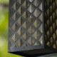 Glitzhome 11"H Black  Square Textured Glass  Pattern Solar Powered Hanging Lantern with LED Light