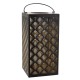Glitzhome 11"H Black  Square Textured Glass  Pattern Solar Powered Hanging Lantern with LED Light