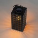 Glitzhome 11"H Black  Square Textured Glass  Pattern Solar Powered Hanging Lantern with LED Light