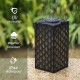 Glitzhome 11"H Black  Square Textured Glass  Pattern Solar Powered Hanging Lantern with LED Light