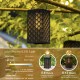 Glitzhome 11"H Black  Square Textured Glass  Pattern Solar Powered Hanging Lantern with LED Light
