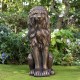 Glitzhome 36.25"H Oversized MGO Bronze Guardian Sitting Lion Garden Statue