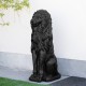 Glitzhome 36.25"H Oversized MGO Black Guardian Sitting Lion Garden Statue