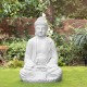 Glitzhome 29.5"H Oversized MGO White Meditating Buddha Statue