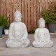 Glitzhome 29.5"H Oversized MGO White Meditating Buddha Statue
