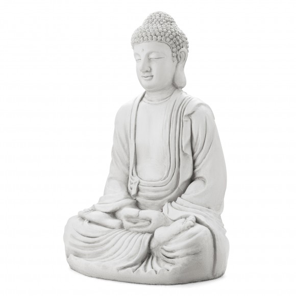 Glitzhome 29.5"H Oversized MGO White Meditating Buddha Statue