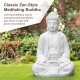 Glitzhome 29.5"H Oversized MGO White Meditating Buddha Statue