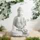 Glitzhome 29.5"H Oversized MGO White Meditating Buddha Statue
