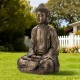Glitzhome 29.5"H Oversized MGO Bronze Meditating Buddha Statue