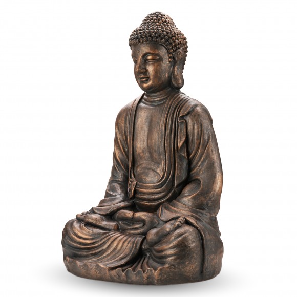 Glitzhome 29.5"H Oversized MGO Bronze Meditating Buddha Statue