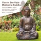Glitzhome 29.5"H Oversized MGO Bronze Meditating Buddha Statue