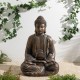 Glitzhome 29.5"H Oversized MGO Bronze Meditating Buddha Statue