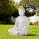 Glitzhome 22.75"H MGO White Meditating Buddha Statue