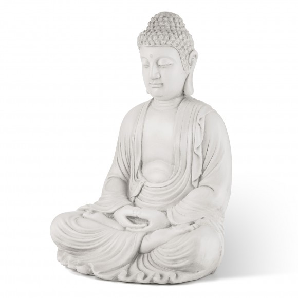 Glitzhome 22.75"H MGO White Meditating Buddha Statue