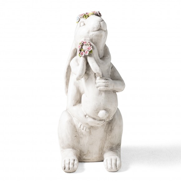 Glitzhome 17"H MGO Hugging Mom and Baby Rabbit Statue