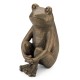 Glitzhome 12"H Resin Bronze Squatting Frog Statue