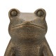Glitzhome 12"H Resin Bronze Squatting Frog Statue