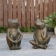 Glitzhome 12"H Resin Bronze Squatting Frog Statue
