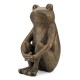 Glitzhome 12"H Resin Bronze Squatting Frog Statue