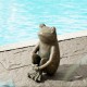 Glitzhome 12"H Resin Bronze Squatting Frog Statue