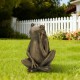 Glitzhome 12"H Resin Bronze Sitting Frog Statue