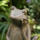 Glitzhome 12"H Resin Bronze Sitting Frog Statue