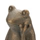 Glitzhome 12"H Resin Bronze Sitting Frog Statue