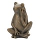 Glitzhome 12"H Resin Bronze Sitting Frog Statue