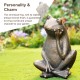 Glitzhome 12"H Resin Bronze Sitting Frog Statue