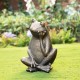 Glitzhome 12"H Resin Bronze Sitting Frog Statue